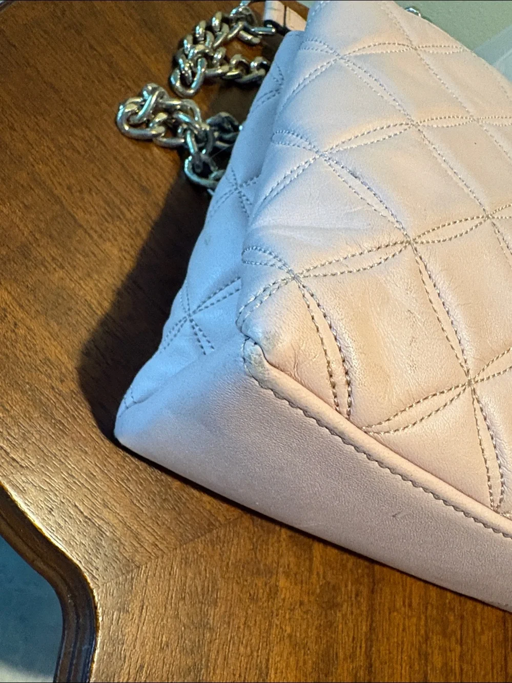 Kate spade  shoulder/Crossbody bag  quilted turn lock flap DUSTY pink blush  EUC